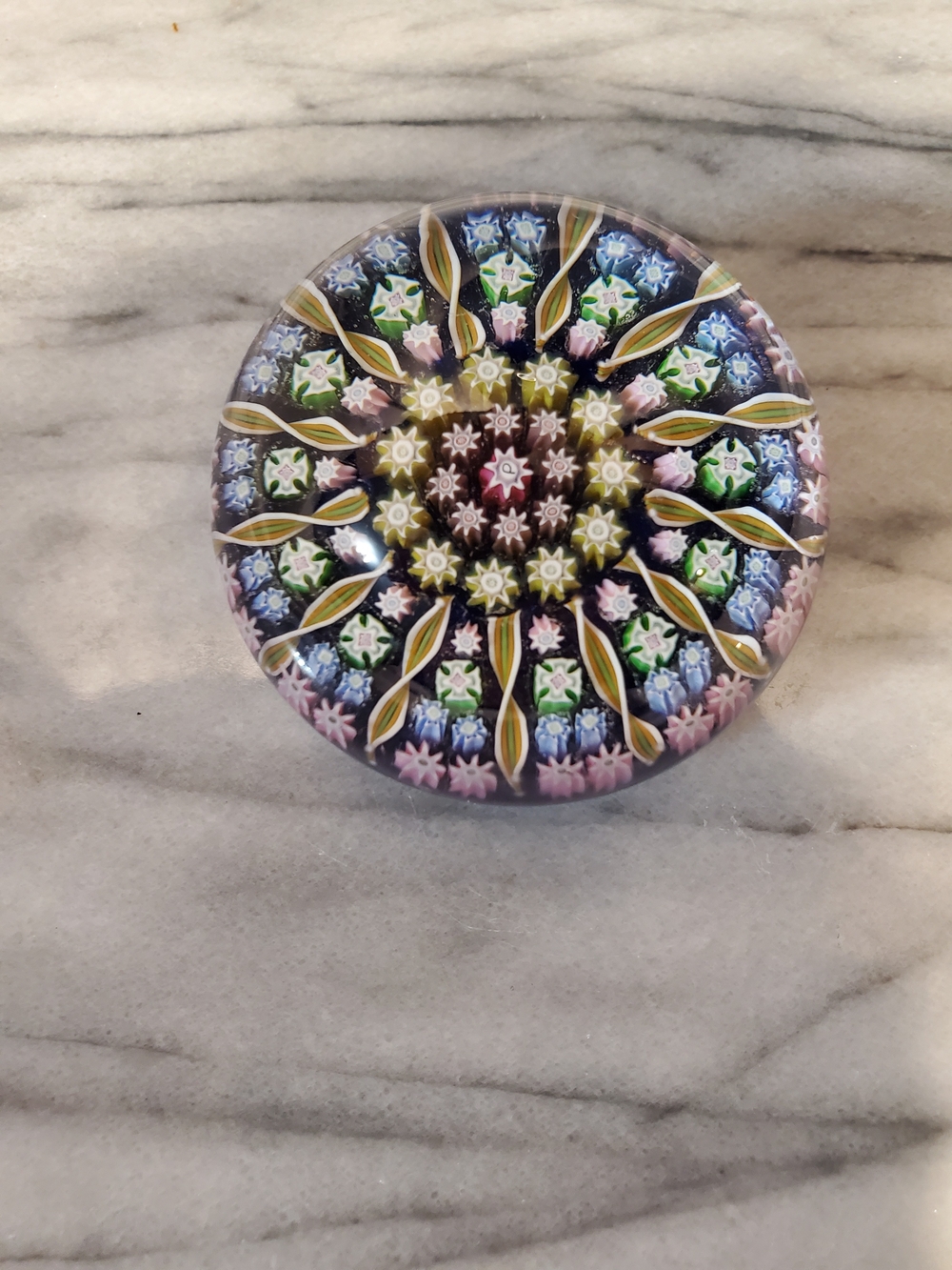 Vintage Perthshire Glass PP2 12-Spoke Millefiori Paperweight -
